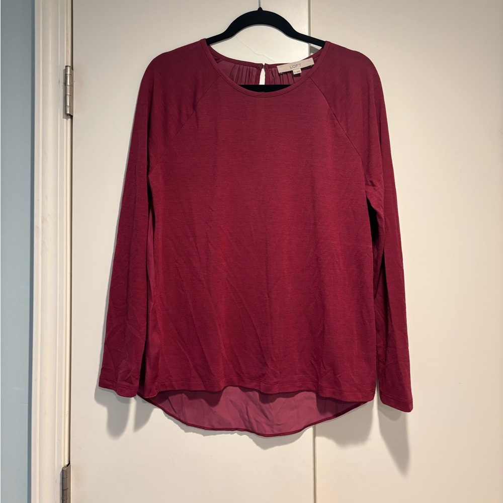 Loft Long Sleeve Mixed Media Top